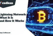 Illustration explaining what the Bitcoin lightning network is and how it works.